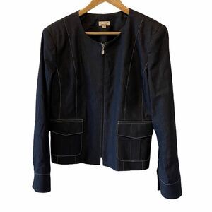 JULIE MITCHELL Denim Zip Up Should Padded Jacket L